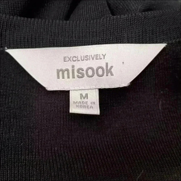 Exclusively Misook Dress Knee-Length Knit Black Peach Women's Medium - Picture 3 of 4